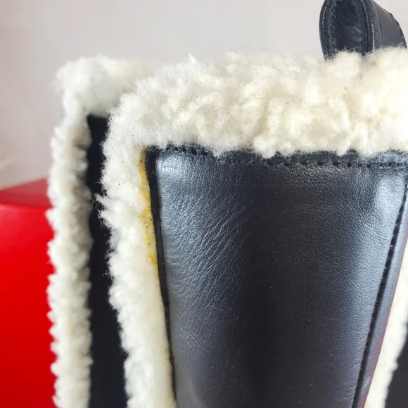 NWT$495 STAUD Women's Palamino Shearling Trim Black Cream Riding Boots Sz 36, 6 - Picture 13 of 16